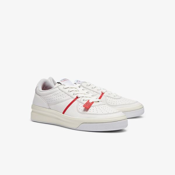 Lacoste Quantace Leather Sneakers - Tenisky Pánské Červené / Bílé | CZ-V3Bhqq